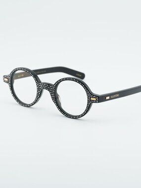 Valentino VLX-185B Eyeglasses Black with Stones 43mm Round Frame